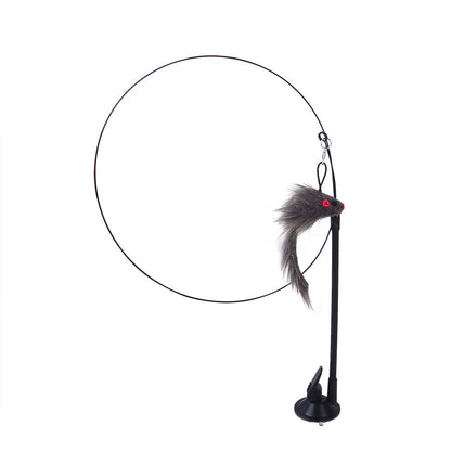 Suction cup cat toy stick that can be attached and held with steel wire multi head interchangeable cat toy and pet supplies