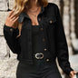 Faux Suede Cropped Jacket with Stand Collar — Vintage Short Coat / Fall Outwear