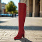 Plus-Size Over The Knee Long Boots for Women – Chunky Heel Nightclub Platform