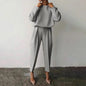 Women’s Solid Color 2-Piece Set – Long Sleeve Top & Pleated Pants Loungewear
