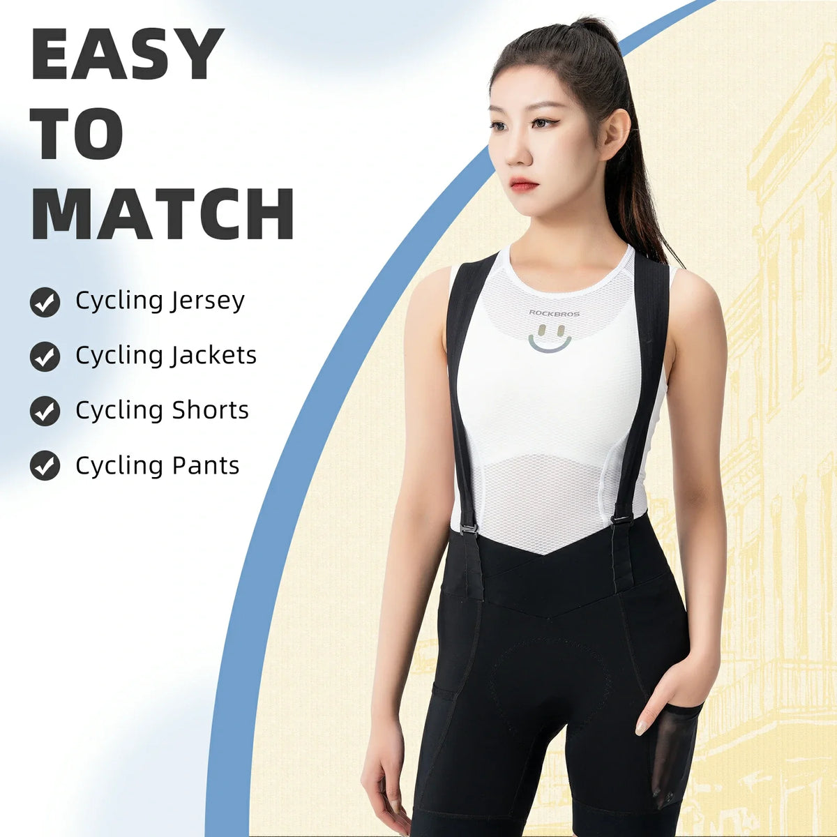 ROCKBROS Breathable Mesh Sleeveless Quick Dry Slim Cycling Base Layer for Women