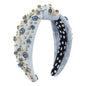 Retro Wide Edge Knot Bead Water Diamond Plush Fabric Thickened Letter Hair Hoop