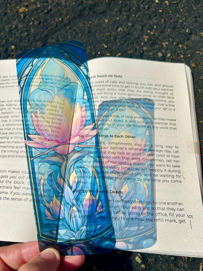 Lotus Flower Stained Glass Bookmark – Elegant Spiritual Symbol, Lotus Flower Gift - Translucent Bookmark