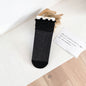 1 pair of socks for women summer thin black middle tube socks Japanese lace ballet style socks mesh breathable pile socks