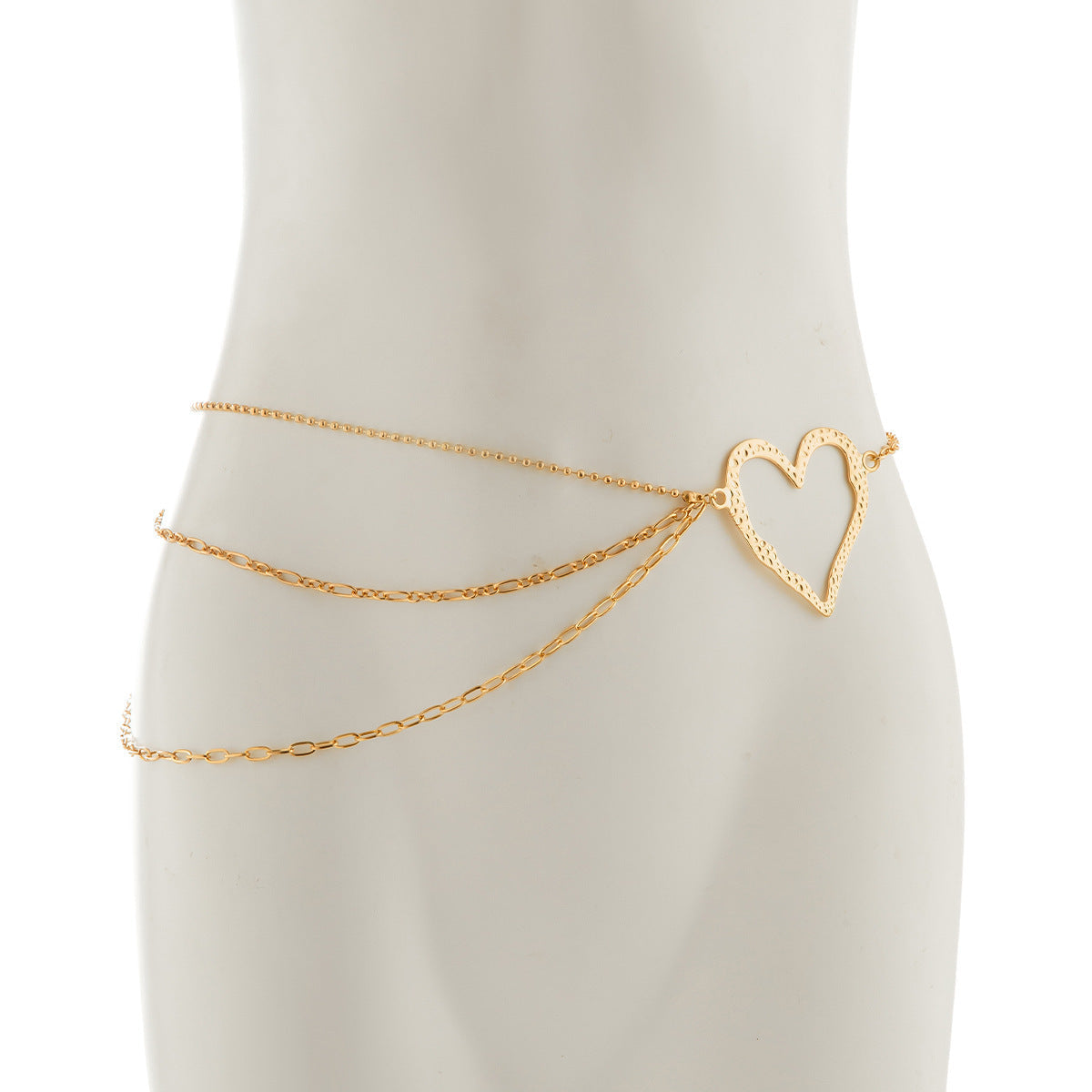 Sweet Cool Ins Exaggerated Big Love Waist Chain Female Personality Metal Thin Chain Body Chain