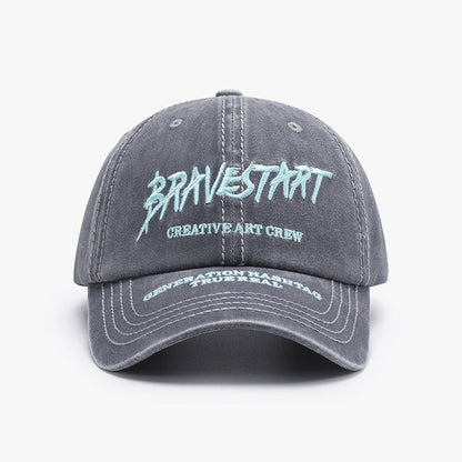 Fashionable Outdoor Versatile Curved Brim Letter Embroidery Men's Flat Tongue Hat Show Face Small Washed Women's Simple Baseball Hat Fashion