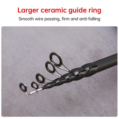 1.5 - 2.4M Telescopic Carbon Fishing Rod Rotary Baitcasting (8 - 25g) with Wooden Handle