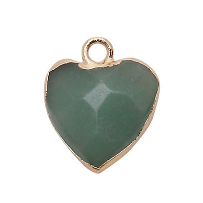 Women Jewelry  12.5mm Small Lovely Heart Pendant Labradorit Aventurine Opal Rose Crystal Quartz Stone Pendant DIY for Necklace