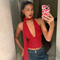 Women's Scarf Lace-Up Low-Cut Back Cutout Sling Top