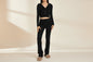 Women’s Knitted Hooded Two-Piece Set – Cardigan & High-Waisted Pants Suit