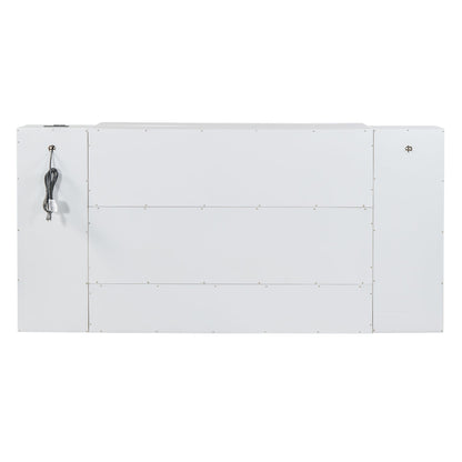 Large Murphy bed wall mounted bed with drawers, 2 storage cabinets, 1 set of sockets and USB ports, white
