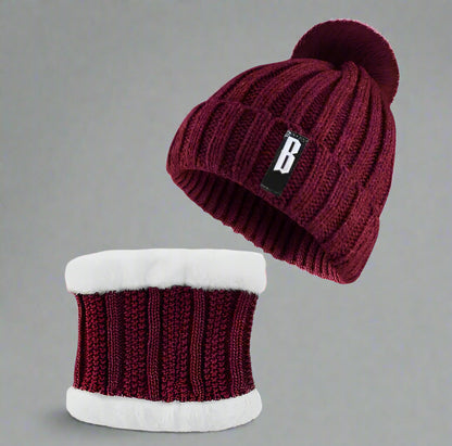 Women’s Winter Beanie Hat & Scarf Set – Warm Knitted Skull Cap Style