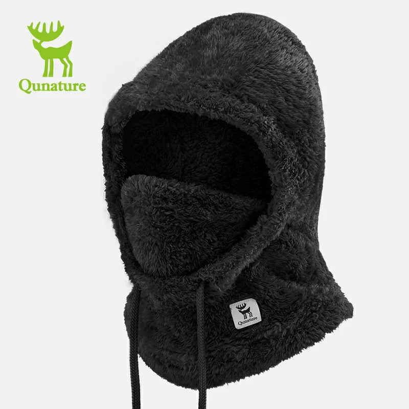 Qunature Thermal Fleece Helmet Liner – Windproof Balaclava Hood for Skiing and Winter Sports