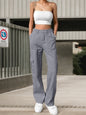 Women’s High Waisted Work Pants – Casual Wide Leg Cargo Trousers