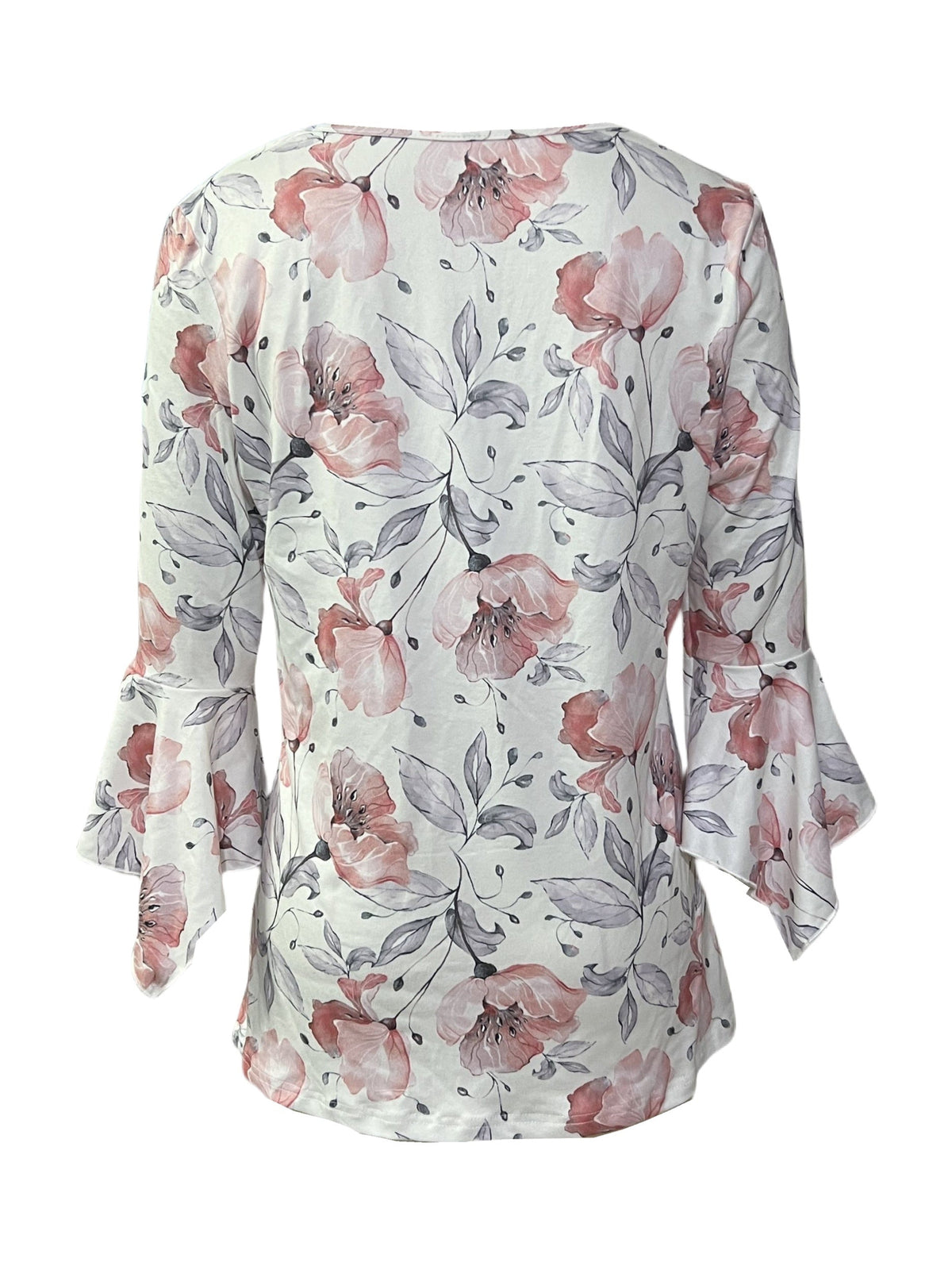 Women’s Printed Spike Button Three-Quarter Sleeve Casual Top