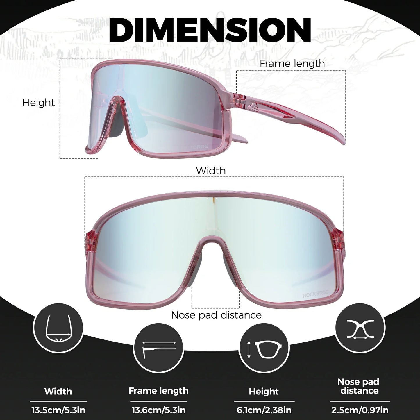 ROCKBROS Cycling Sunglasses Photochromic Polarized Sports Glasses UV400 Unisex