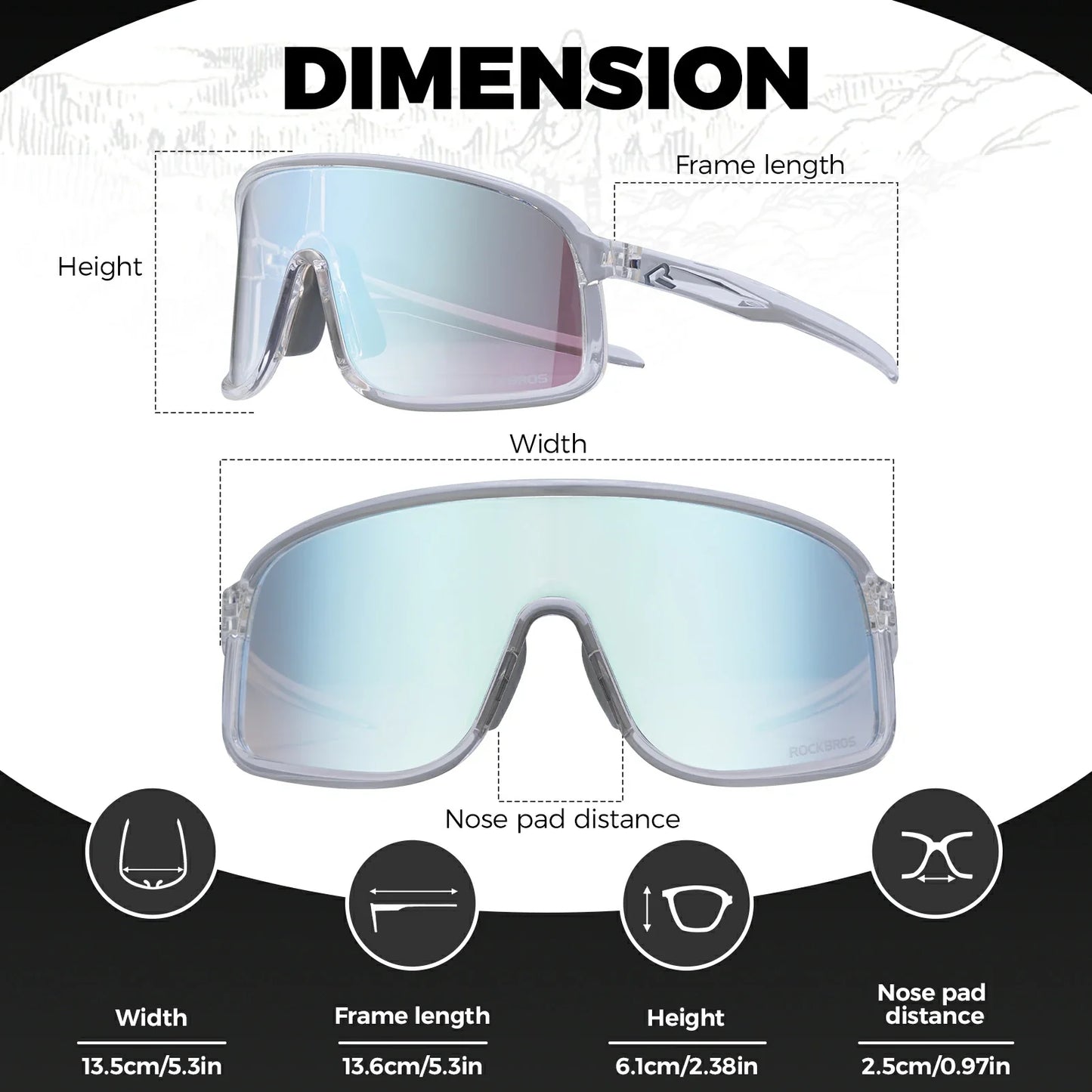 ROCKBROS Cycling Sunglasses Photochromic Polarized Sports Glasses UV400 Unisex