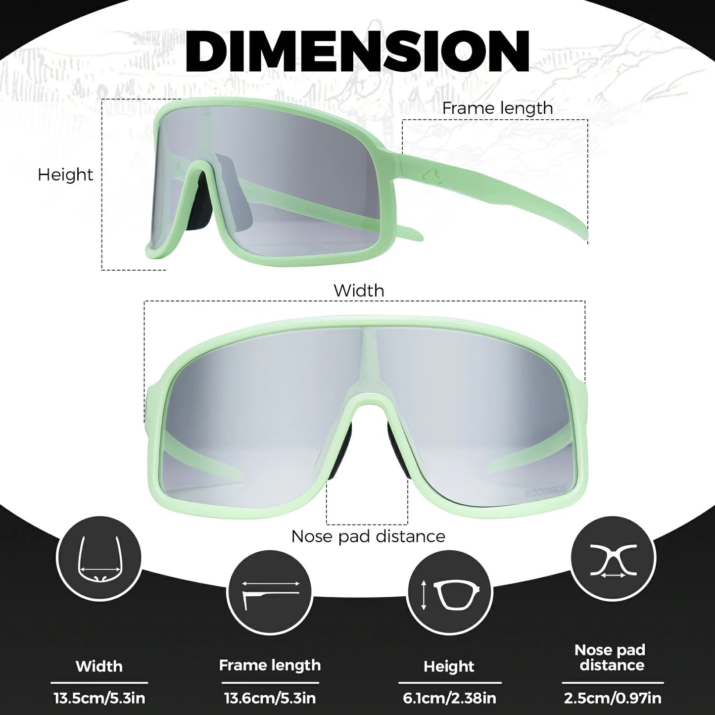 ROCKBROS Cycling Sunglasses Photochromic Polarized Sports Glasses UV400 Unisex