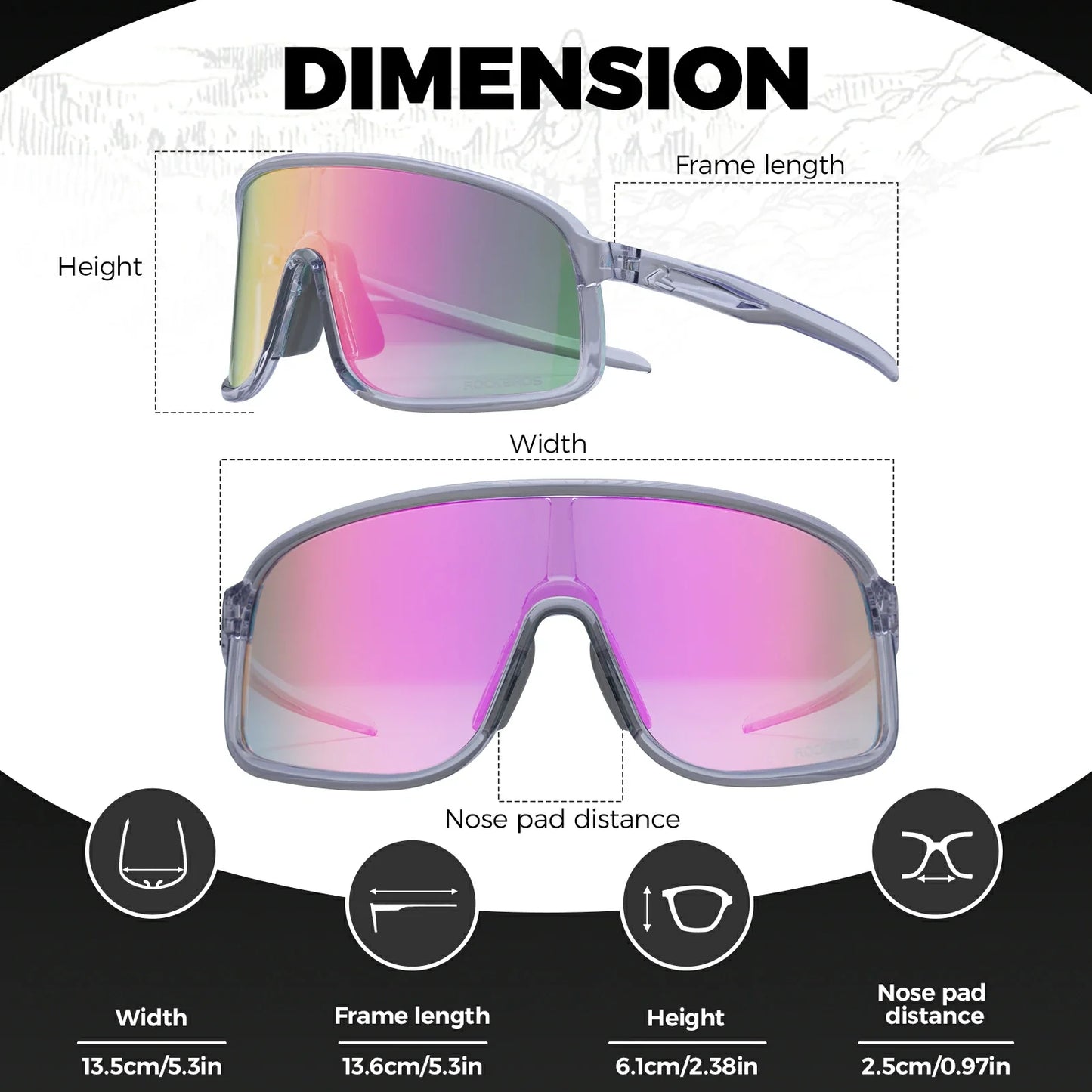 ROCKBROS Cycling Sunglasses Photochromic Polarized Sports Glasses UV400 Unisex