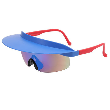 New Large Frame Cycling Glasses Men And Women Models Fashion Dazzling Hat Sunglasses Personality Brim Sunglasses