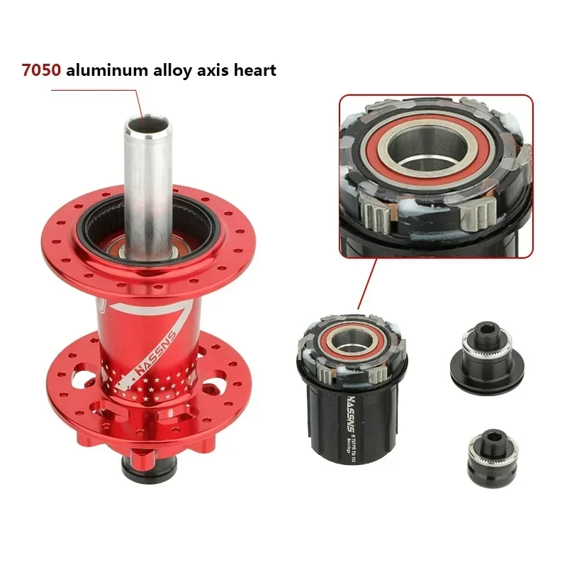 HASSNS PRO7 MTB Hub 32 Holes Bearing Bike Freehub Rear Hub Quick Release 32H Four Palin 7 8 9 10 11 12 Speed 6 Pawl Hubs