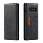 For Apple iPhone13 Calfskin Pattern External Card Simple Flip Phone Case Business Bracket