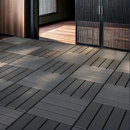 44 pieces of 12x12 square waterproof outdoor terrace tiles - interlocked, all-weather, anti slip, easy to assemble