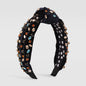 Exaggerated Fashion Hair Bands Female Corduroy Temperament Sweet Hair Ornaments Wide Side Knotted With Diamonds Headband