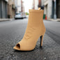 Women’s Peep Toe Stiletto Boots | High Heel Fishmouth Boots