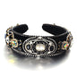 Fashionable Baroque Retro Inlaid Colored Water Diamond Sponge Head Hoop