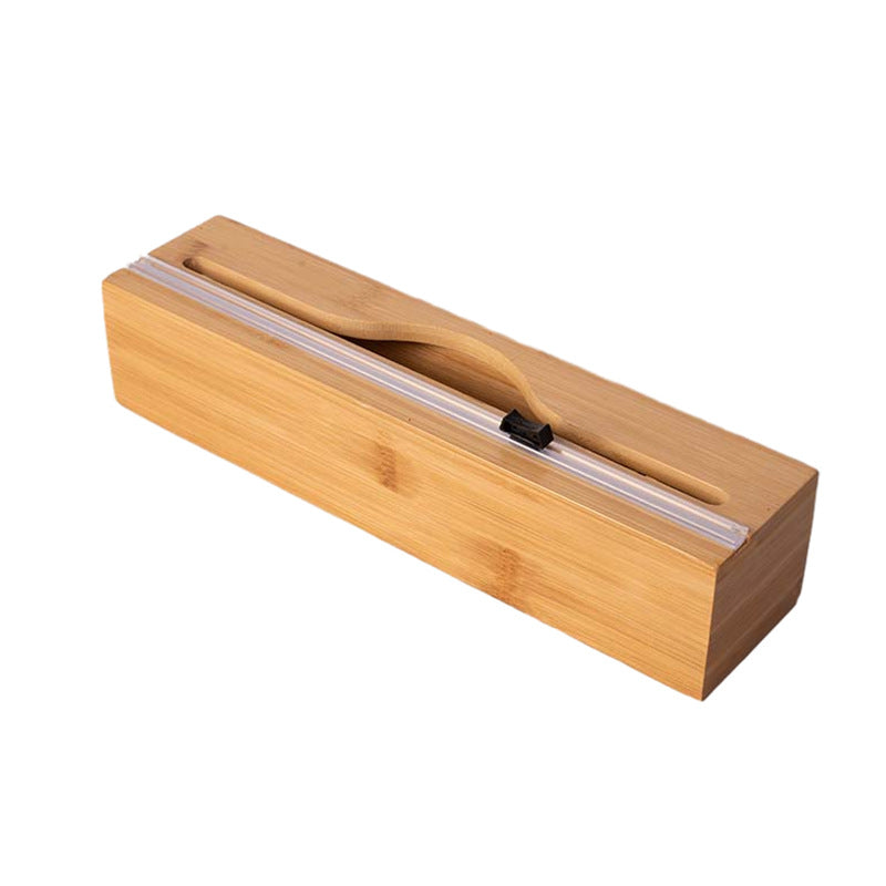 Simple wall-mounted bamboo and wood cling film cutter kitchen supplies multi-grid multi-layer scribing knife two-way cutter