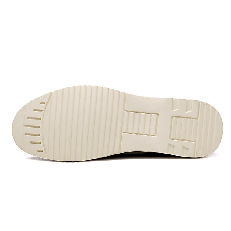 Men's Round Toe Leather Casual Shoes with Front Laces Work Boots Breathable Flat Heel Single Shoes Men's Shoes