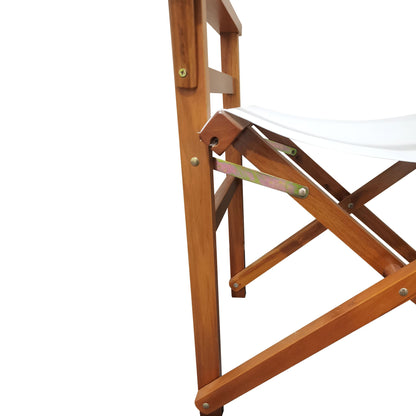 Folding Chair Wooden Director Chair Canvas Folding Chair Folding Chair 2pcs/set populus + Canvas (Color : White)