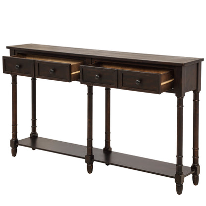 TREXM Console Table Sofa Table Easy Assembly with Two Storage Drawers and Bottom Shelf for Living Room Entryway (Espresso)