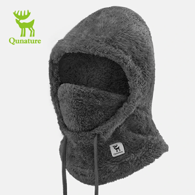 Qunature Thermal Fleece Helmet Liner – Windproof Balaclava Hood for Skiing and Winter Sports
