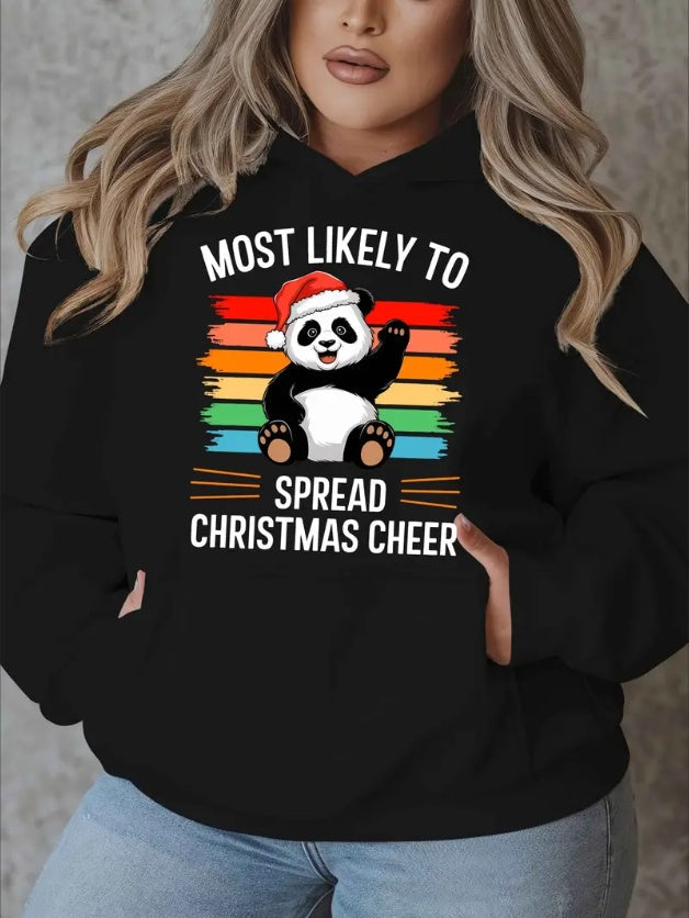 Plus Size Christmas Panda Hoodie