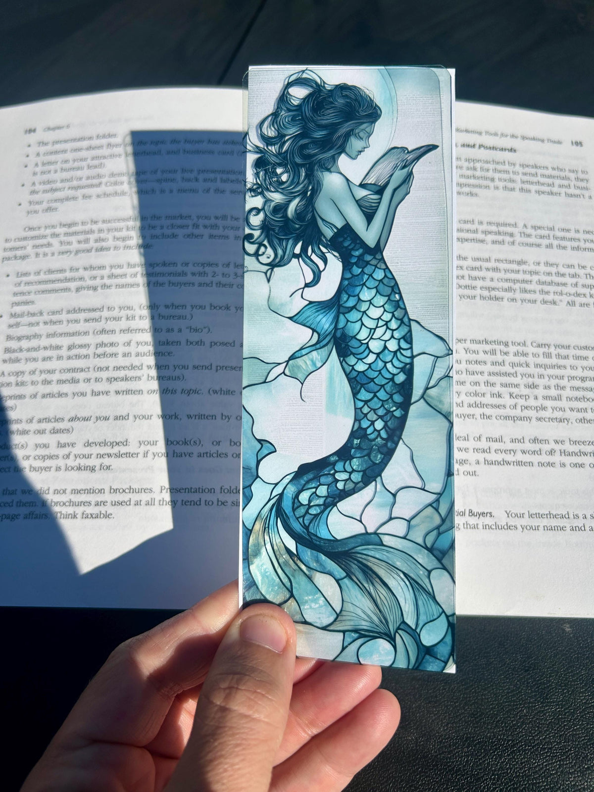 Gothic Mermaid Bookmark with Stained Glass Aesthetic | Ocean Fantasy Art | Dark Mermaid Gift for Book Lovers & Readers
