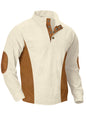 European men's casual stand up collar long sleeved corduroy sweatshirt with pit stripe
