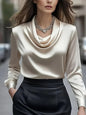 Women’s Elegant Boat Neck Long Sleeve Minimalist Top