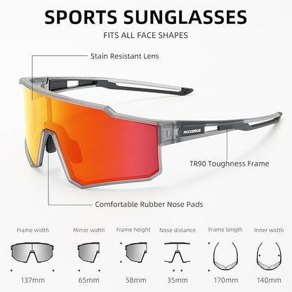 ROCKBROS Polarized Cycling Sunglasses UV400 Protection TR90 Frame Unisex