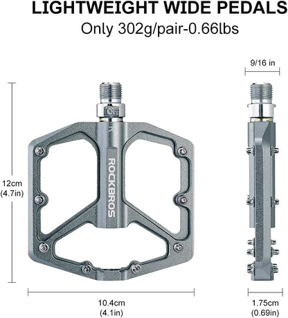 ROCKBROS Bike Pedals Lightweight Aluminum Platform 9/16'' Sealed Bearing