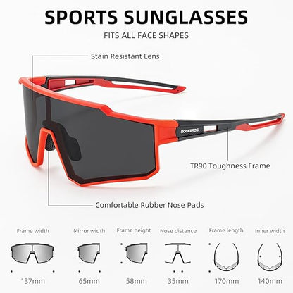 ROCKBROS Polarized Cycling Sunglasses UV400 Protection TR90 Frame Unisex