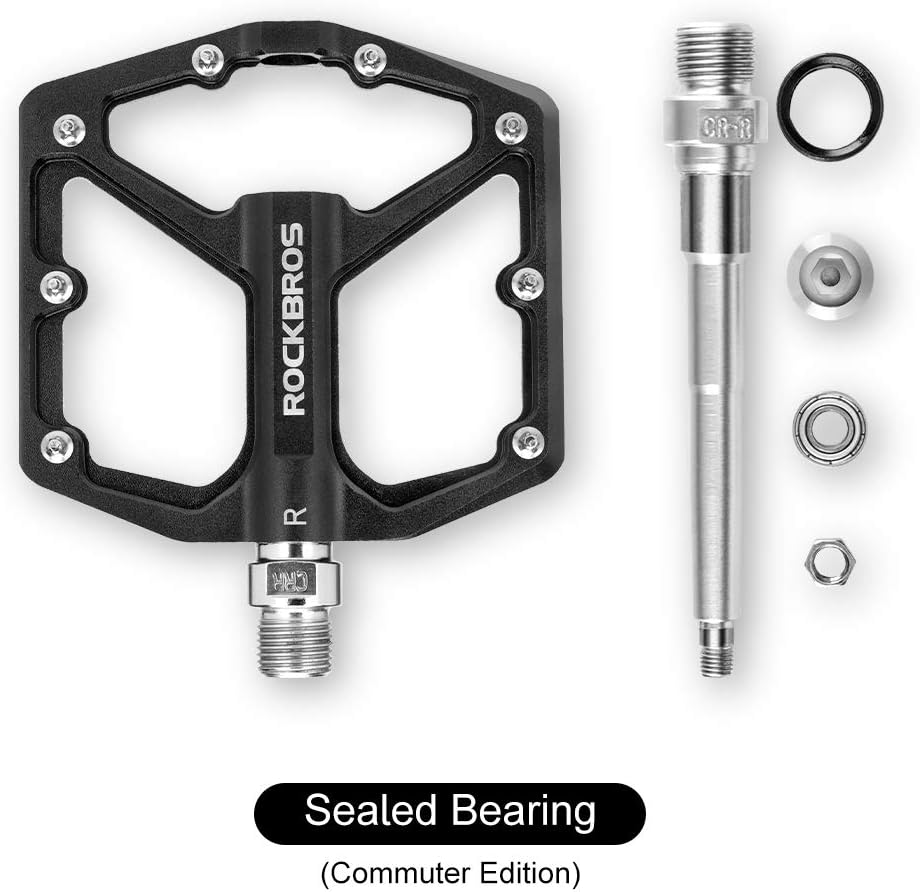 ROCKBROS Bike Pedals Lightweight Aluminum Platform 9/16'' Sealed Bearing