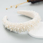 Hair Hoop Baroque Sponge Pearl Hair Accessories Women's Handmade Beaded Multicolor European and American Broad-brimmed Headband