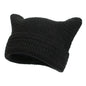 Women’s Hand Knitted Striped Cat Hat – Cute Warm Winter Beanie