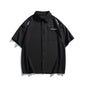 Simple letter embroidery casual short sleeved shirt men's half sleeved shirt