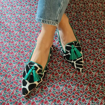 Cow Print Tassel Pumps Women | Casual Slip-On Style