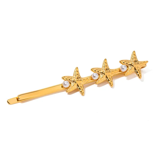 Stainless steel shell hair clip with bangs, high-end feel, ins metal hair accessories, broken hair clip at the back of the head