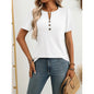 Women’s Notch V‑Neck Short‑Sleeve Tunic Top
