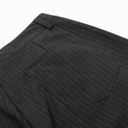 Vertical Striped Casual Trousers Men's Dress Pants Fashion Design Pleated Draped Cool Loose Straight Wide-Leg Long Pants